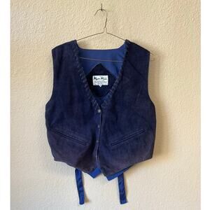 Vintage Mona Mode blue suede leather western vest size S